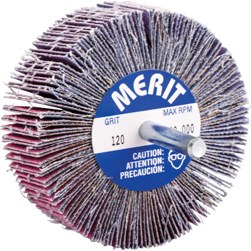Shank Mounted Mini Flap Wheel, Ceramic Alumina, 120 Grit, 3" x 1" x 1/4" Ontario Packaging