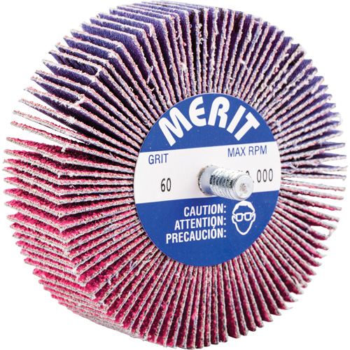 Threaded Mini Flap Wheel, Ceramic Alumina, 60 Grit, 3" x 1" x 1/4"-20 Ontario Packaging