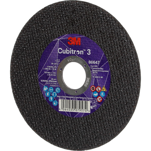 Cubitron 3 Cutting Disc, 5" x 9/32", 3/8" Arbor, Type 41 Ontario Packaging