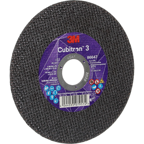 Cubitron 3 Cutting Disc, 5" x 9/32", 3/8" Arbor, Type 41 Ontario Packaging