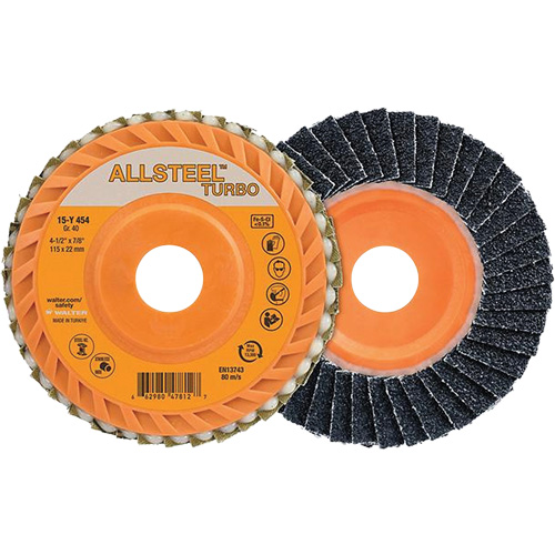 ALLSTEEL Turbo Flap Disc, 4-1/2" x 5/8"-11, 80 Grit, Zirconia Alumina Ontario Packaging