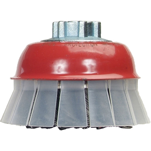 Brosse-boisseau &agrave; fils nou&eacute;s avec protecteur, 4" dia. x 5/8"-11 arbre Ontario Packaging