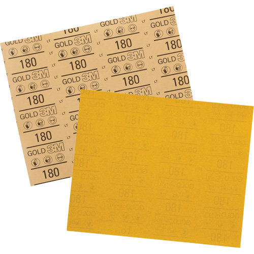 Gold Abrasive Sheet 12545, 9" x 11", 180 Grit, Aluminum Oxide Ontario Packaging