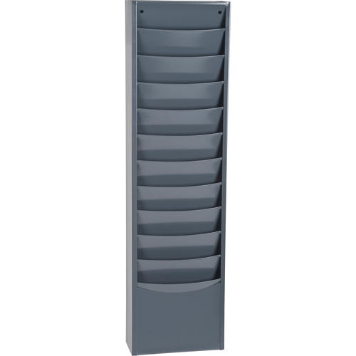 Literature Storage Racks, Stationary, 11 Slots, Steel, 9-3/4" W x 4-1/8" D x 36" H Ontario Packaging