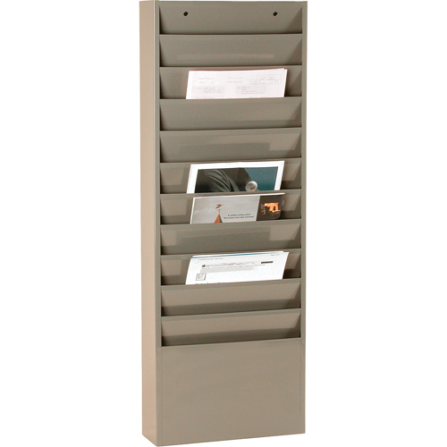 Literature Storage Racks, Stationary, 11 Slots, Steel, 13-1/4" W x 4-1/8" D x 36" H Ontario Packaging