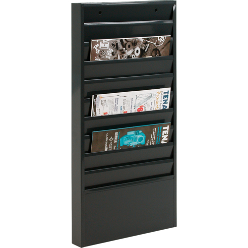 Literature Storage Racks, Stationary, 10 Slots, Steel, 13-1/8" W x 2" D x 26-1/4" H Ontario Packaging