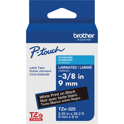 Syst&egrave;mes d'&eacute;tiquetage P-Touch, 9 mm x 314,96" ou 8 m, Blanc sur noir Ontario Packaging