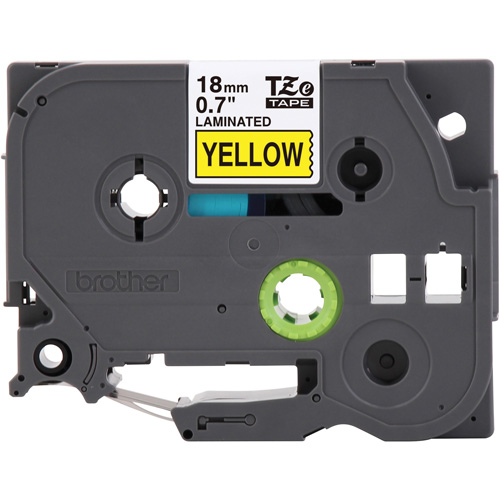 Cartouche de ruban pour syst&egrave;me d'&eacute;tiquetage P-touch, 18 mm x 8 m, Noir sur jaune Ontario Packaging