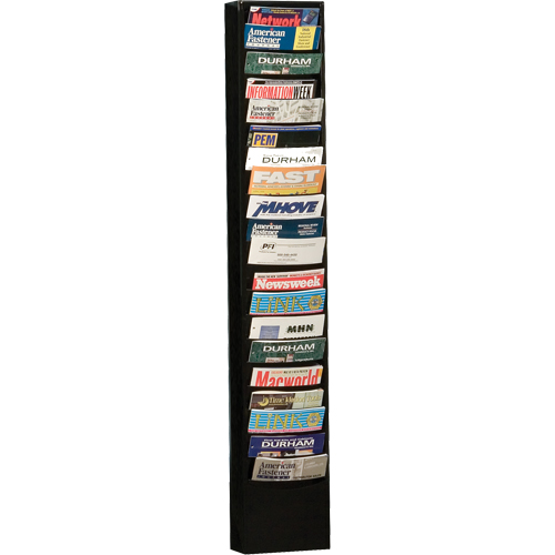 Literature Storage Racks, Stationary, 20 Slots, Steel, 9-3/4" W x 4-1/8" D x 58" H Ontario Packaging