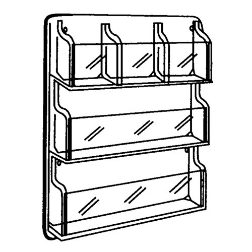 Literature Displays, Wall Mount, 9 Slots, Plastic, 30" W x 2" D x 36-7/8" H Ontario Packaging