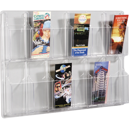 Literature Displays, Wall Mount, 12 Slots, Plastic, 30" W x 2" D x 20-3/8" H Ontario Packaging