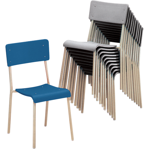 Ventura Stacking Chair, Plastic, Blue Ontario Packaging