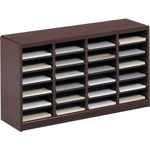 E-Z Stor&reg; Literature Organizer, Stationary, 24 Slots, Wood, 40" W x 11-3/4" D x 23" H Ontario Packaging