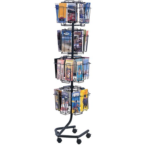 Literature Display Racks - Rotary Floor Displays, Rotating, 32 Slots, Wire Mesh, 15" W x 15" D x 60" H Ontario Packaging