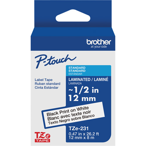 Tze Tape Cartridges, 12 mm x 26-1/4', Black on White Ontario Packaging