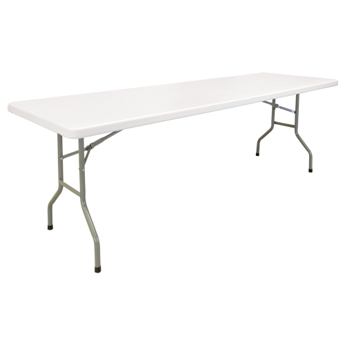 Table pliante, Rectangulaire, 96" l x 30" la, Poly&eacute;thyl&egrave;ne, Blanc Ontario Packaging