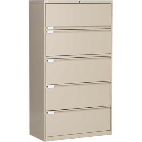 Classeur lat&eacute;ral, Acier, 5 tiroirs, 36" la x 18" p x 65-1/2" h, Beige Ontario Packaging
