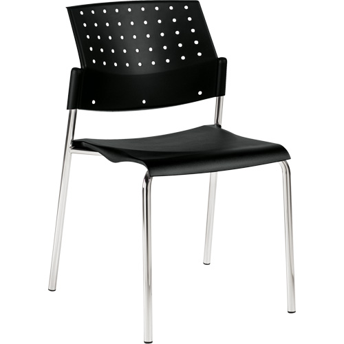 Armless Stacking Chair, Plastic, 33" High, 300 lbs. Capacity, Black Ontario Packaging