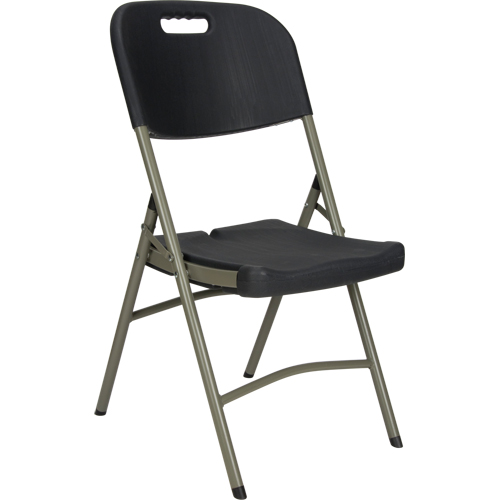 Folding Chair, Polyethylene, Black, 350 lbs. Weight Capacity Ontario Packaging