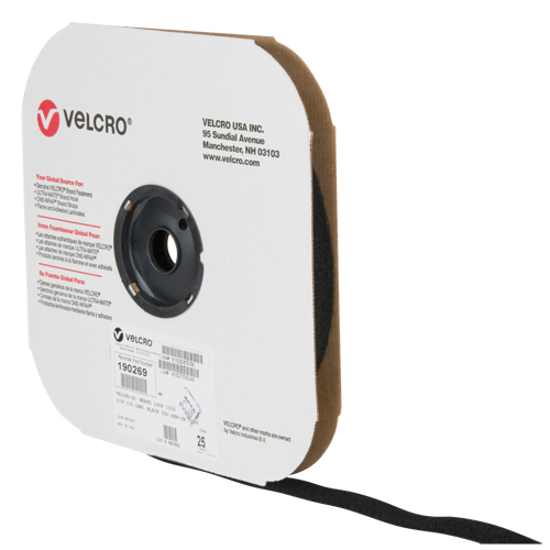 Ruban d'attaches, Boucle, 25 vg x 3/4", Cousu, Noir Ontario Packaging