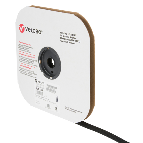 Ruban d'attaches, Crochet, 25 vg x 3/4", Cousu, Noir Ontario Packaging