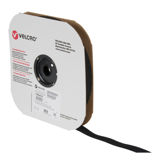 Ruban d'attaches, Boucle, 25 vg x 1", Cousu, Noir Ontario Packaging