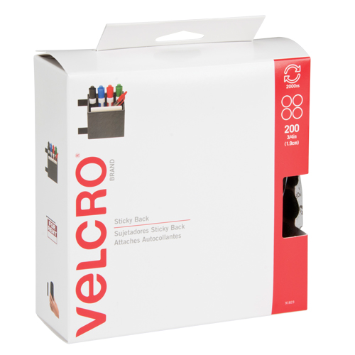 Attaches en jeton, Boucle et crochet, 3/4" dia., Adh&eacute;sif, Noir Ontario Packaging