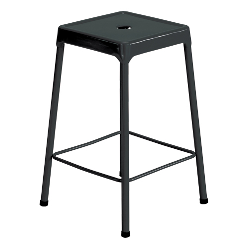 Tabouret en acier pour comptoir Safco, Stationnaire, Fixe, 25", Acier Si&egrave;ge, Noir Ontario Packaging