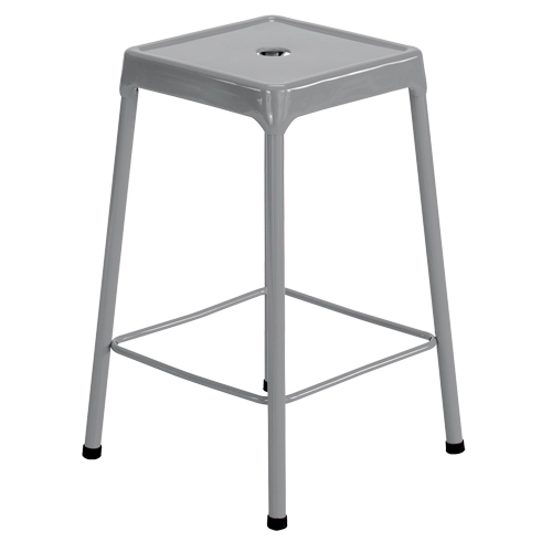 Counter Stool, Stationary, Fixed, 25", Steel Seat, Grey Ontario Packaging