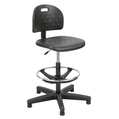 Soft Tough Stool, Stationary, Adjustable, 29" - 49", Polyurethane Seat, Black Ontario Packaging
