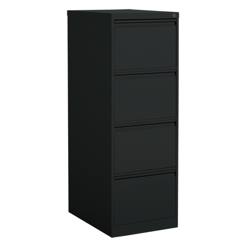 Vertical Filing Cabinet, Steel, 4 Drawers, 18-1/7" W x 25" D x 52" H, Black Ontario Packaging