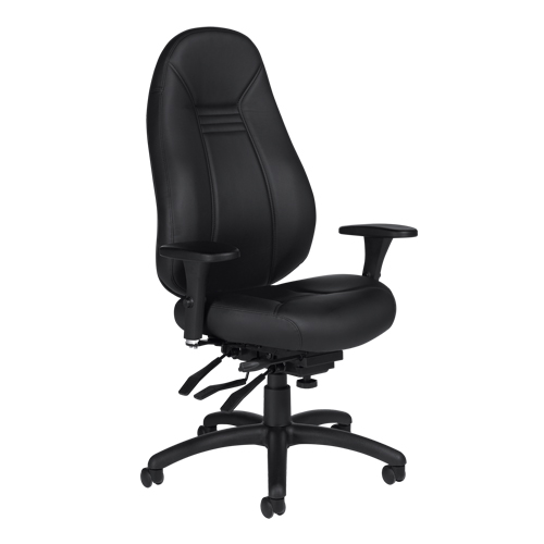 Chaise confortable &agrave; dos &eacute;lev&eacute;, Cuir, Noir, Capacit&eacute; 300 lb Ontario Packaging