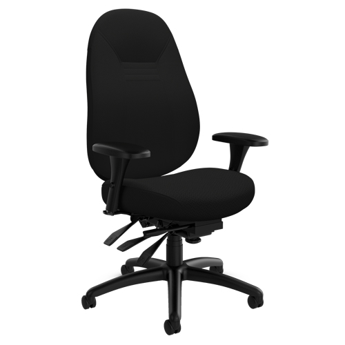 Medium Back Comfort Chair, Polyester, Black, 300 lbs. Capacity Ontario Packaging