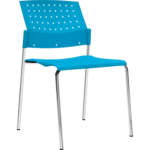 Chaises sans accoudoirs empilables, Plastique, Hauteur 33", Capacit&eacute; 300 lb, Bleu Ontario Packaging