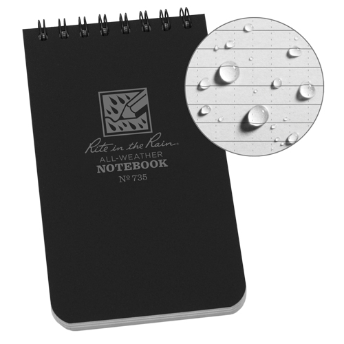 Pocket Top-Spiral Notebook, Soft Cover, Black, 100 Pages, 3" W x 5" L Ontario Packaging