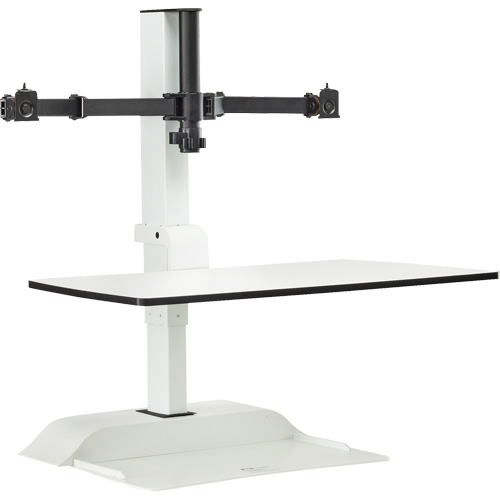 Soar Sit/Stand Electric Desk with Dual Monitor Arm, Desktop Unit, 37-1/4" H x 27-3/4" W x 22" D, White Ontario Packaging