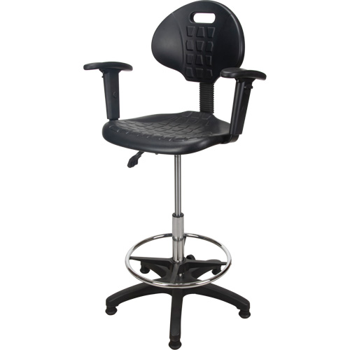 Tabouret ergonomique robuste avec accoudoirs r&eacute;glables, Stationnaire, Ajustable Hauteur, Capacit&eacute; 250 lb Ontario Packaging