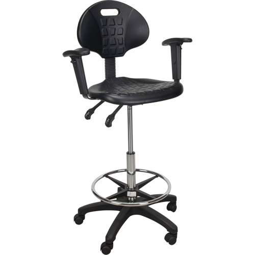 Heavy-Duty Ergonomic Stool with Adjustable Arm Rests & Nylon Stem Casters, Mobile, Adjustable Height, 250 lbs. Capacity Ontario Packaging