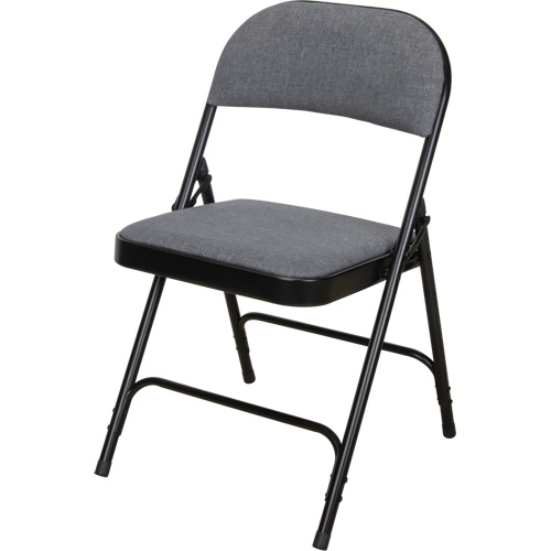 Chaise pliante de luxe en tissu rembourr&eacute;e, Acier, Gris, Capacit&eacute; 300 lb Ontario Packaging