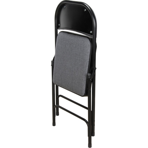 Chaise pliante de luxe en tissu rembourr&eacute;e, Acier, Gris, Capacit&eacute; 300 lb Ontario Packaging