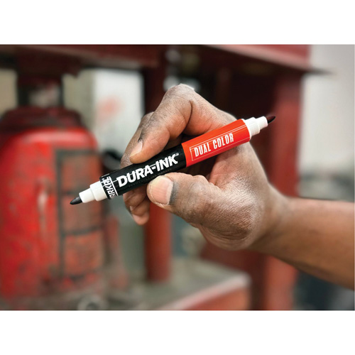 Markal&reg; Dura-Ink&reg; Dual Colour Permanent Ink Marker, Black/Red, Bullet Tip Ontario Packaging
