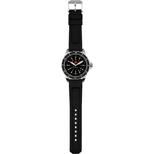 Tr&egrave;s grande montre &agrave; quartz pour plongeur avec feuille d'&eacute;rable rouge, Num&eacute;rique, &agrave; piles, 46 mm, Noir Ontario Packaging