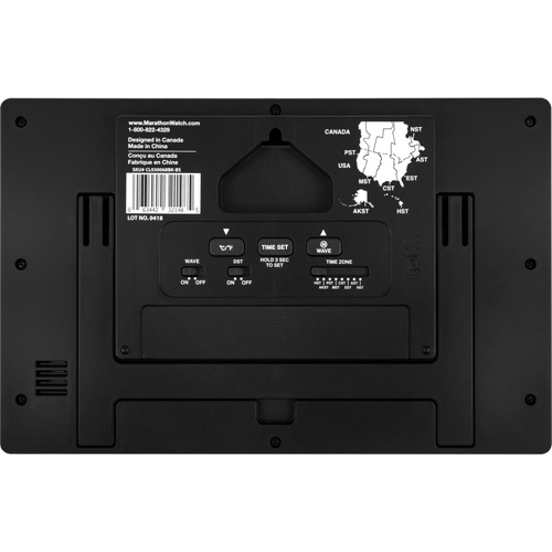 Self-Setting & Self-Adjusting Wall Clock with Stand, Digital, Battery Operated, Black Ontario Packaging