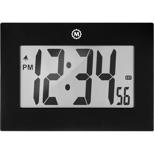 Large Frame Clock, Digital, Battery Operated, 9" W x 1" D x 6.5" H, Black Ontario Packaging