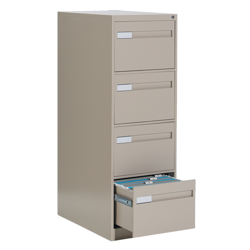 Vertical Filing Cabinet with Recessed Drawer Handles, 4 Drawers, 18.15" W x 26.56" D x 52" H, Beige Ontario Packaging