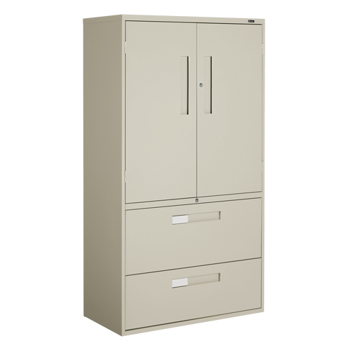 Multi-Stor Cabinet, Steel, 3 Shelves, 65-1/4" H x 36" W x 18" D, Beige Ontario Packaging
