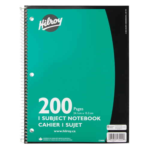 1 Subject Spiral Notebook Ontario Packaging