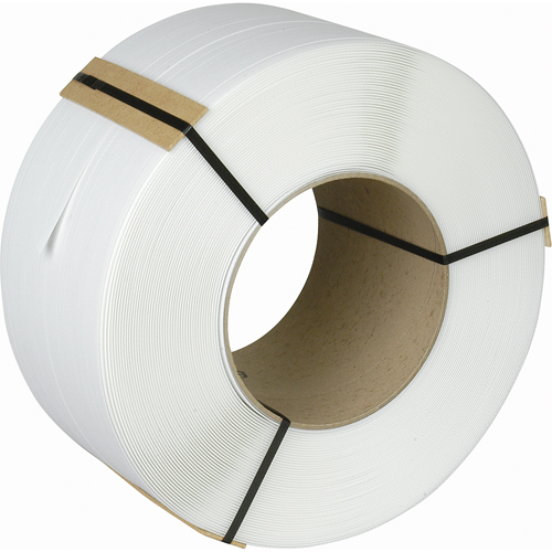 Strapping, Polypropylene, 3/8" W x 12900' L, White, Machine Grade Ontario Packaging