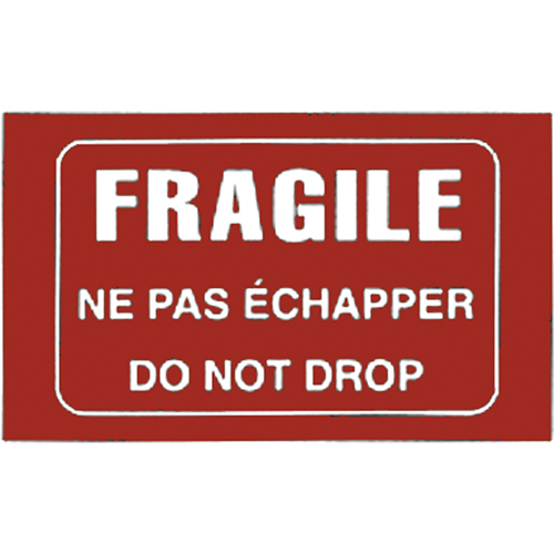 "Fragile" Bilingual Special Handling Labels, 5" L x 3" W, White on Red Ontario Packaging
