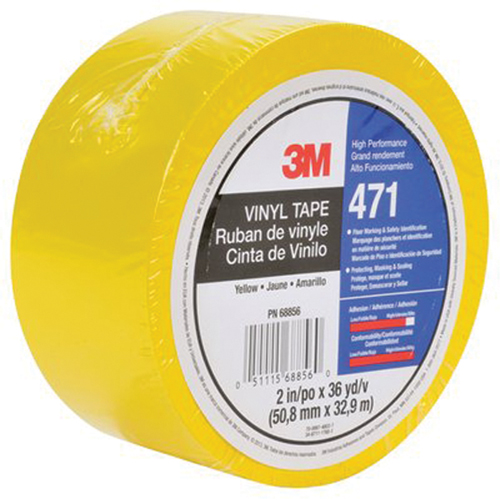 Ruban en vinyle 471, 50,8 mm (2") la x 32,9 m (108') lo, 5,3 mils, Jaune Ontario Packaging